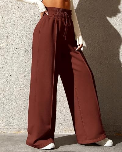 BTFBM Womens Wide Leg Sweatpants Casual Loose Solid Color Pants Comfy Lounge Joggers Baggy Sweatpants Pockets thumbnail 4
