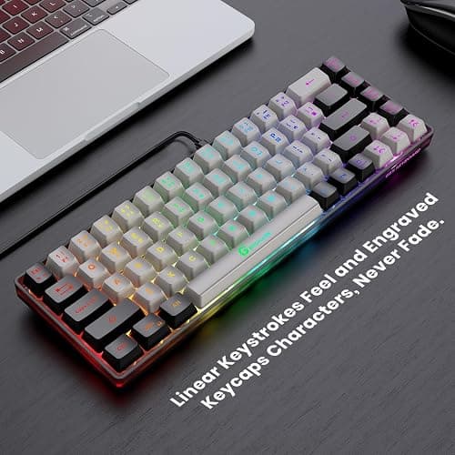 GEODMAER 65% Gaming Keyboard, Wired Backlit Mini Keyboard, Ultra-Compact Anti-Ghosting No-Conflict 68 Keys Membrane Gaming Wired Keyboard for PC Laptop Windows Gamer thumbnail 2