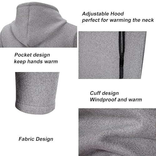 Mylldey Men's Long Cardigan Hoodies Full-zip Fleece Lined Sweaters Knit Regular Fit Casual Sweater Hooded Coat wiht Pocket thumbnail 5