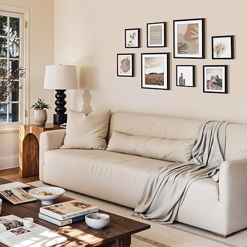 ArtbyHannah Gallery Wall Frame Set,Black Picture Frames Collage Wall Decor with Neutural Art for Living Room Stariway,8 Pack Assorted Size-11"x14",8"x10",6"x8" - Large - Black thumbnail 2