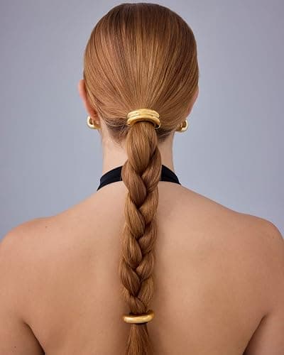 PAVOI Chunky Band Waterproof Double Statement Hair Accessories, Yellow Gold thumbnail 5