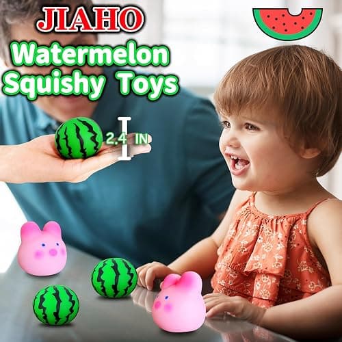 JIAHO Squishy Watermelon Stress Balls for Kids and Adults, Fruit Dough Balls, Fidget Toys, Anxiety Relief Stretch Balls, Squishy Toys for Kids Prizes, Party Favors | Change Color Squeeze Ball thumbnail 5