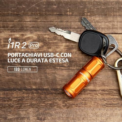 OLIGHT i1R2 Pro EOS Mini Torcia 180 Lumen Portachiavi Torcia USB Ricaricabile Luminosa, IPX8 Impermeabile 2M Protezione Anticaduta Piccola per Campeggio All'aperto (Arancia) thumbnail 3