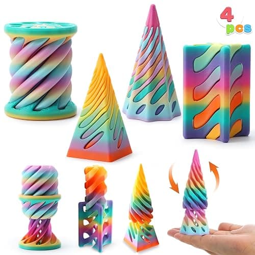 JOYIN 4 Pack Impossible Cone Fidget Toys, Pastel Color 3D Printed Spiral Cone Flexible Impossible Pyramid Passthrough Fidget Toys for Stress Relief, Kids Adults Christmas Stocking Stuffers thumbnail 7