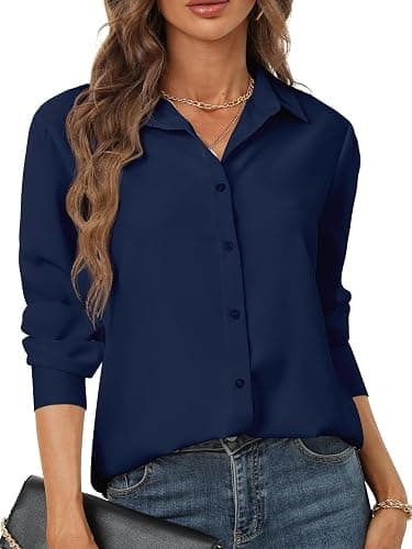 hearain Women's Button Down Shirts Long Sleeve Basic Classic Soft Shirt Collared Fashion Dressy Casual Blouses - Image 1