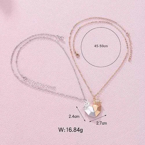 BFF Necklaces Diamond Crown Pendants, Friendship Magnetic Necklaces, Best Friends Matching Half Heart Necklaces for Girls Women, Friendship Valentine Jewelry Gifts for Kids Mother Friends Sisters thumbnail 4