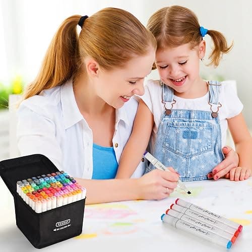 YASNAY Alcohol Markers, 80 Colors Dual Tip Art Marker, Drawing Markers, Coloring Marker for Kids Sketching Adult Coloring thumbnail 2