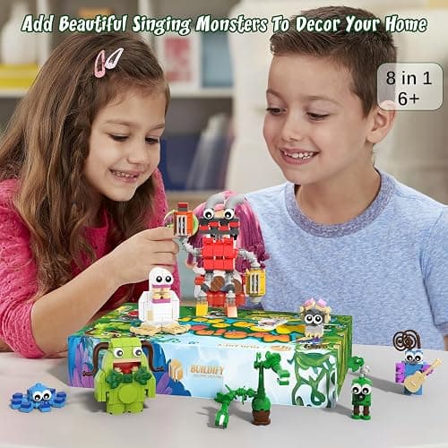 8-in-1 Sing Monsters Toe Jammer, Nogggin,Furcorn,Entbrat,Bowgart,Potbelly,Mammott Building Toy Set for Kids, Boys, Girls 6+ Years Old; Cute Monster Animal Figure Model Toy for Fans Friends (281Pcs) thumbnail 2