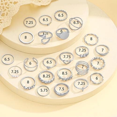 FAXHION 24 Pcs Gold Stackable Rings for Women, Knuckle Rings Chunky Gold Ring Set Dainty Stacking Cute Rings, Multiple Sizes Cute Jewelry Set Gift thumbnail 5