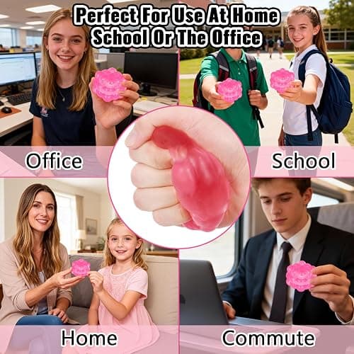 Ice Cube Squishy Fidget Toy, Standard Size 1.96 in Stress Ball for Adults and Kids, Puffwize Soft Textured Sensory Toy with Irregular Shape for Anxiety Relief and Improving Focus(Pink) thumbnail 4