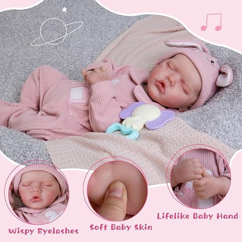 Milidool Lifelike Reborn Baby Dolls- 18-Inch Realistic Poseable Newborn Baby Girl Dolls,Soft Cloth Body Real Life Baby Doll with Gift Box for Kids Age 3 + thumbnail 7