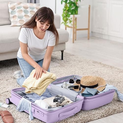 Nazhura Luggage Set, 3-Piece Hardside Suitcase Set, 20-inch Carry On, 24-inch, 28-inch Luggage thumbnail 7