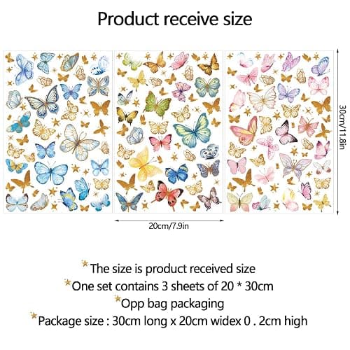 Glow in The Dark Wall Decals - Luminous Butterfly Stickers, Colorful Removable Self-Adhesive Decals for Girls Bedroom, Kids Baby Nursery, Living Room Decoration thumbnail 3