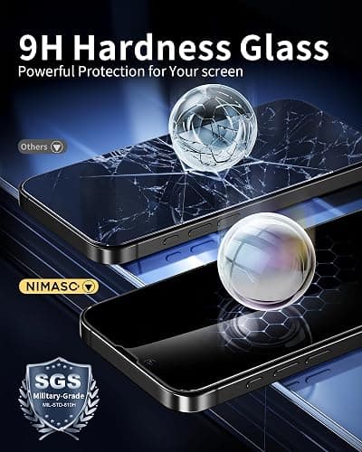 NIMASO for iPhone 17e/16e/13 Pro/13/14 Screen Protector, 2 Pack Privacy Tempered Glass, Anti-Spy, 9H Hardness Shockproof, Automatic Dust Removal, Instant Installation (6.1 inches) thumbnail 5