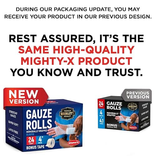 Gauze Rolls - 24 Pack - 4" x 4.1yd Breathable Rolled Gauze - Individually Wrapped with Bonus Tape - First Aid Conforming Stretch Wrap for Wounds - Mummy Wrap thumbnail 8