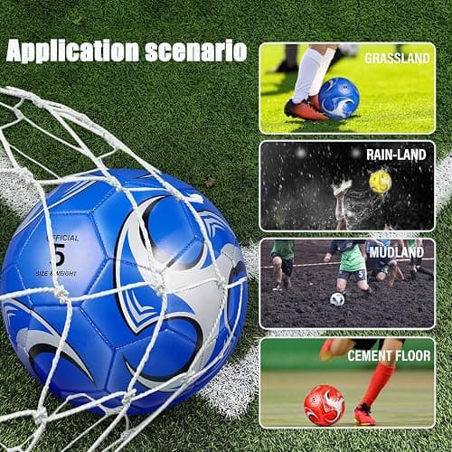 DHYLRICHER 6 Pack Size 5/4/3 Soccer Balls for Training & Matches – Official Size & Weight, Includes Carry Net, Needles, Air Pump – Ideal for Youth and Adult Players thumbnail 3