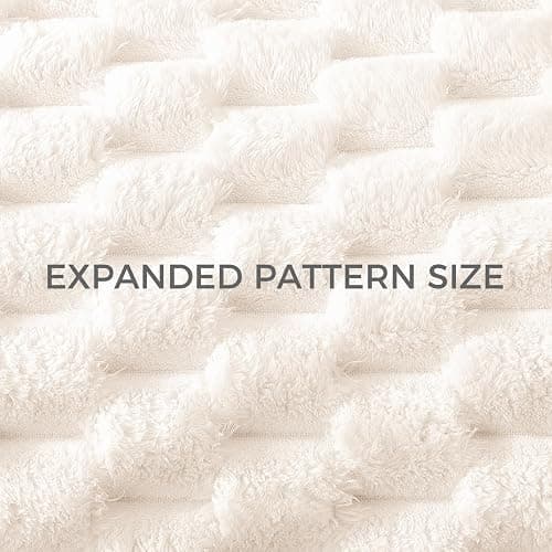 Whale Flotilla Throw Blanket for Sofa with Expanded 3D-Jacquard Pattern, 130X150 CM Fuzzy Soft Cozy Exquisite Blankets or All Season, Warm and Fluffy, Ivory thumbnail 8