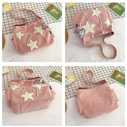 Makukke Y2K Corduroy Shoulder Bag Women, Cute Tote Bag Large Crossbody Bag for Office Work Travel Shopping thumbnail 6
