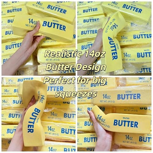 9.5 Inch Giant Butter Squishy Slow Rising, 14oz Big Butter Squishy Large Butter-Shaped Stick Stress Relief Squeeze Toy, Soft Sticky Food Squishies for Relaxation & Focus, Desk Gift thumbnail 4