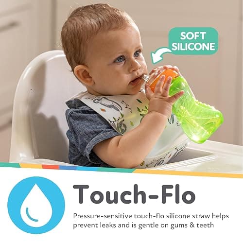 Nuby No-Spill Soft Straw Easy Grip Sippy Cup for Girls - (3-Pack) 10 Oz - 12+ Months thumbnail 2