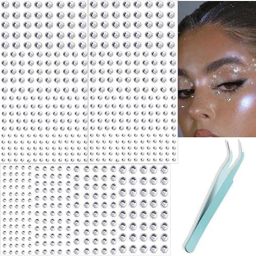 NOOEPC 660Pcs Face Gems Hair Gems, Self-Adhesive Face Jewels Eye Jewels Rhinestones 3/4/5/6 mm DIY Face Gems Stick on, Hair Body Rhinestones Gems Rave Accessories for Face Eyes Makeup Body, Crafts - Image 1