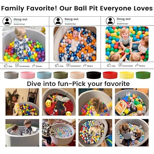 Zedachica Ball Pit for Toddlers 1-3 Memory Foam Ball Pits 35.4''x11.81'' Baby Ball Pit Indoor and Outdoor Game Round Play Ball Pool For Children for Girls and Boys (Grey, NO Balls) thumbnail 7