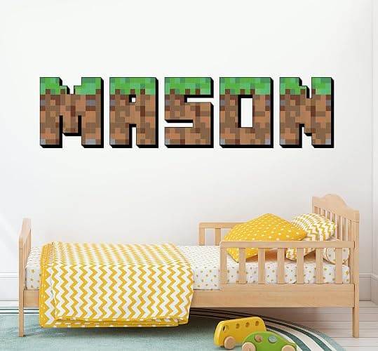 BEHARCOLORS Personalized Gamer Name Decal - Gaming Inspired Video Game Decor for Kids Art Vinyl Mural Playroom Sticker thumbnail 2