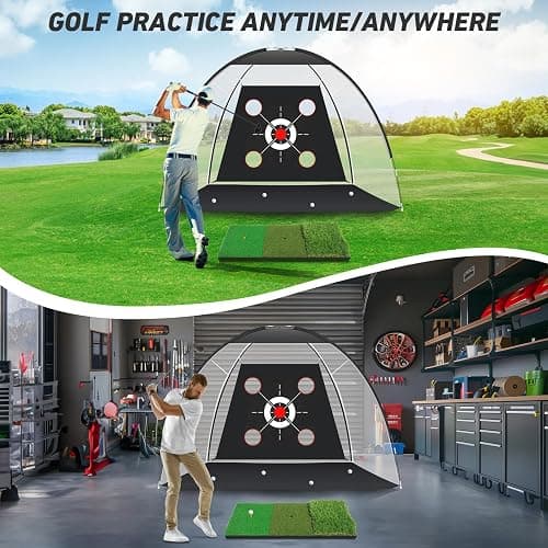 KLAODOT Golf Net with Practice Mat,Golf Hitting Aid Nets 10x7FT for Backyard Driving Chipping Training Swing with Target Mat Balls for Outdoor Indoor，Gifts for Men Dad Him and Golfer thumbnail 7