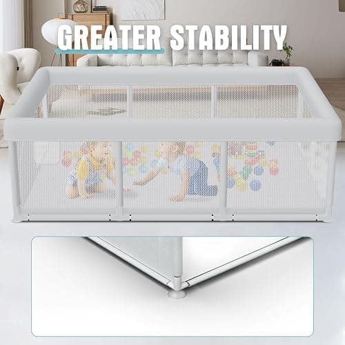 Hiaksedt Baby Playpen 74x50 Inch, Play Pens for Babies and Toddlers Baby Fence Play Yards for Indoor & Outdoor with Breathable Mesh Anti-Fall Playpen (74"x50") thumbnail 2