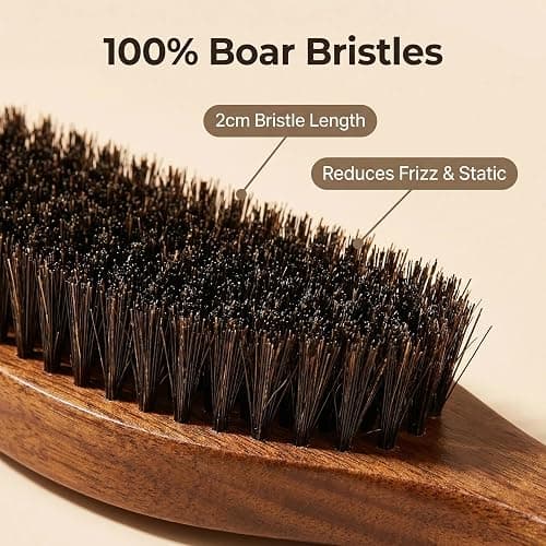 Satiskid Slick Back Hair Brush Beard Brush, Boar Bristle Hair Brush for Reduces Frizz and Static, Smoothing Hair Brushe Facial Hair Care for Men and Women thumbnail 5