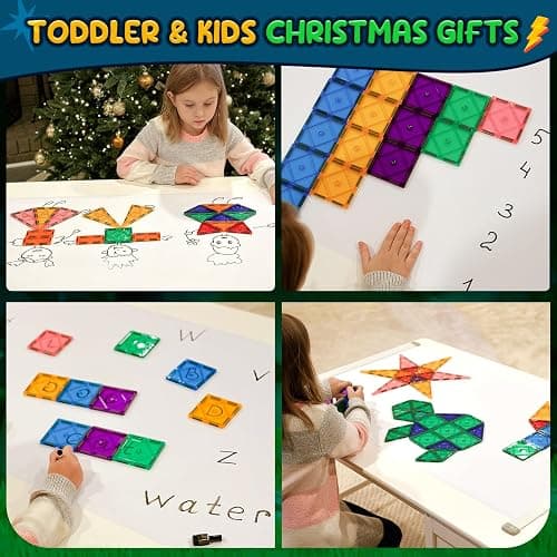Soyee Magnetic Tiles Toddler Toys Magnetic Building Blocks for Kids Ages 3-12 STEM Educational Toys for Girls & Boys Sensory Play for Preschool Learning Birthday Toddler Xmas Gifts thumbnail 2