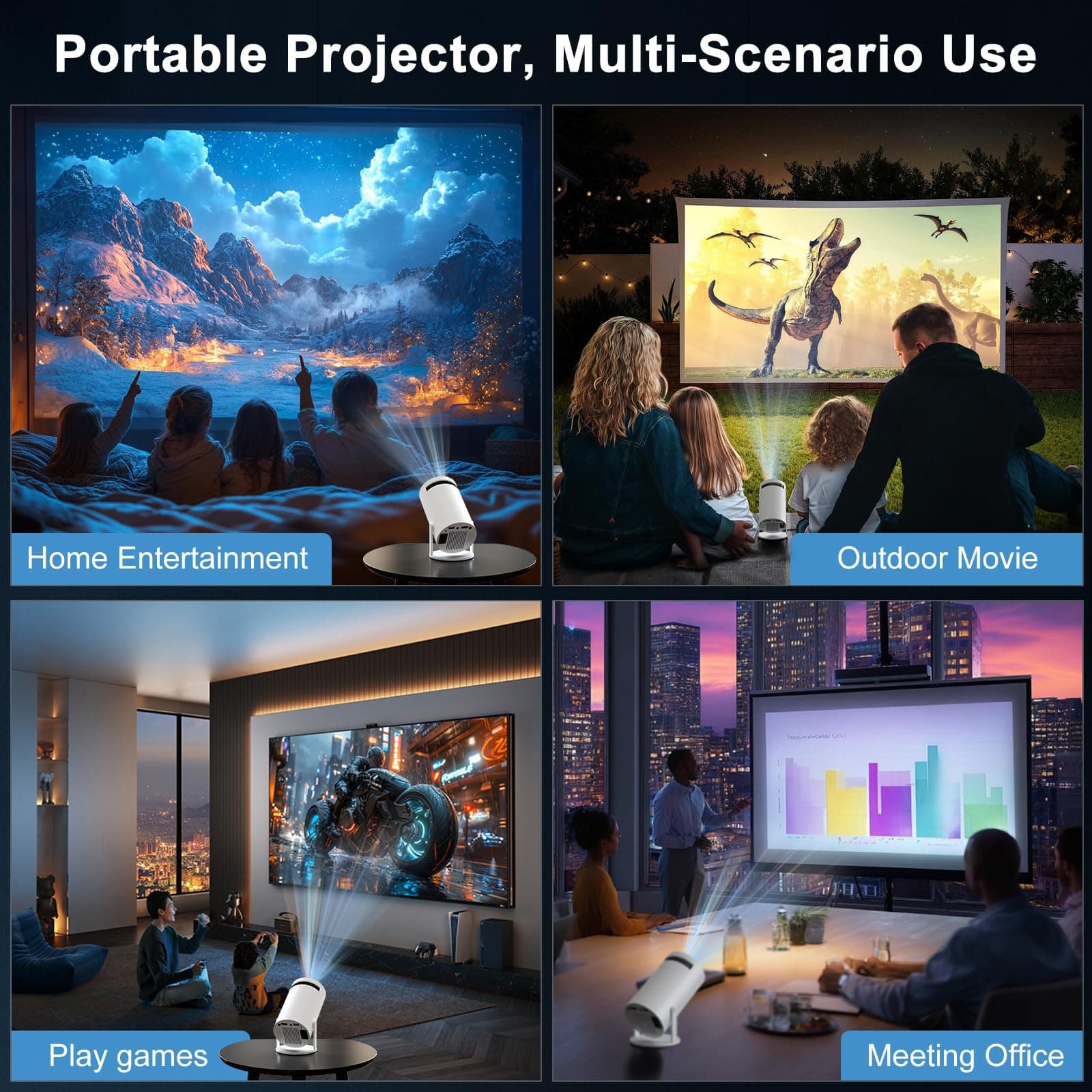 Anytrox Mini Projector [Built-in App & 2026 Upgraded &1080P] Support Auto Keystone, Portable Projector with WiFi and Bluetooth, 180 Adjustable Fit for Home Theater/Outdoor/TV StickPhone thumbnail 7