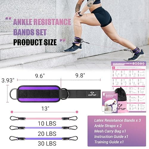 Ankle Resistance Bands with Cuffs, Ankle Bands for Working Out, Kickbacks Hip, Leg Glute Exercise Equipment with Training Poster, Resistance Workout Equipment for Women thumbnail 4