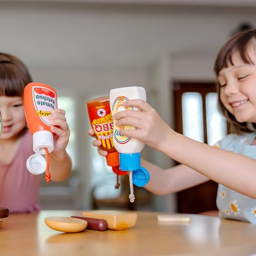 Melissa & Doug 5-Piece Favorite Condiments Play Food Set Play Ketchup and Mustard Bottles, Pretend Food Set for Kids Ages 3+ thumbnail 7