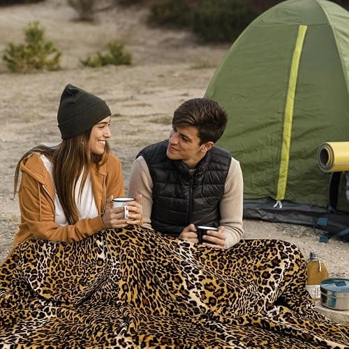 Bnuitland Leopard Print Fleece Flannel Throw Blanket with Storage Pouch for Bed Sofa Travel, 300 GSM Double Sided Super Soft Fuzzy Fluffy Cheetah Print Blanket for Adults and Kids, 50×60 inch thumbnail 6