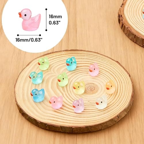 Fensong 100Pcs Luminous Mini Resin Ducks, 10 Bright Colors Glow in The Dark, Waterproof Tiny Ducks for Hiding, Garden and Aquarium. thumbnail 3