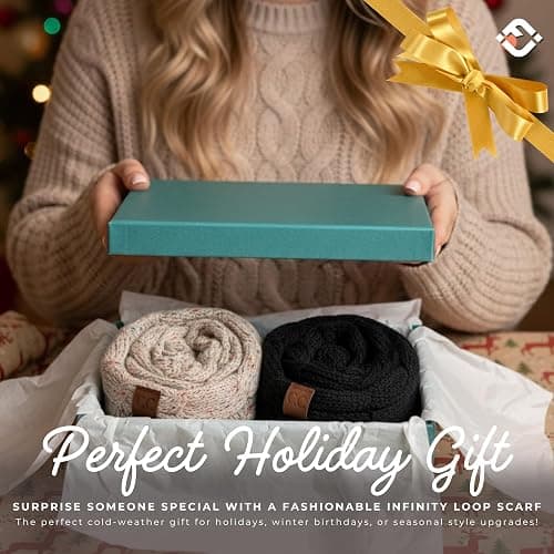 Funky Junque Infinity Scarf for Women – Oversized Chunky Winter Scarf, Colorful Fall Scarves, Soft Sweater Wrap Cozy Style thumbnail 3