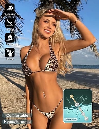 MILACOLATO 8Pcs Belly Button Rings Set, Surgical Stainless Steel Belly Button Piercing, Flower Heart Butterfly Dangly Belly Ring, Clicker Belly Piercing, Navel Piercing Jewelry for Women Girls 10mm thumbnail 2