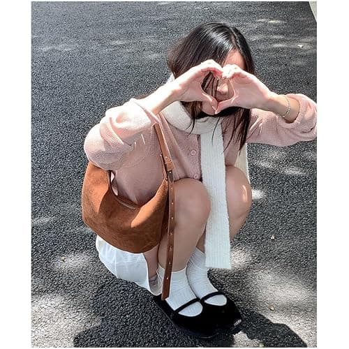Suede Tote Bag for Women Vintage Purse Shoulder Bag Adjustable Handbags Office Work Bags thumbnail 4