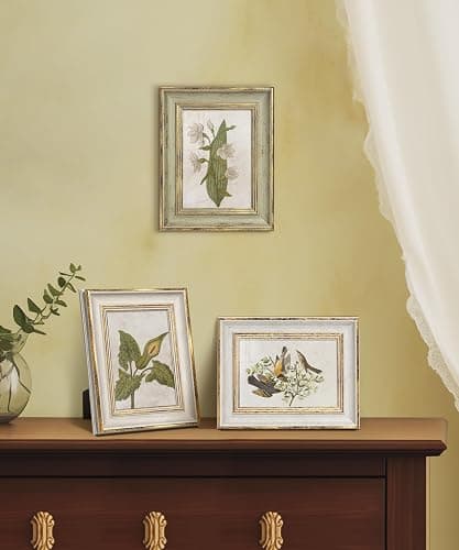 Afuly 5x7 Vintage Picture Frames Set of 3, Antique Retro Photo Frame Gold Picture Frame Tabletop Wall Hanging Home Gallery Decor Wedding Birthday Gift for Family Friends thumbnail 8