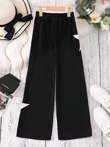 COZYEASE Girls' Print High Waisted Straight Leg Sweatpants Casual Athletic Loose Long Pants thumbnail 2