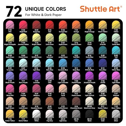 Shuttle Art Colored Pens, 72 Vibrant Colors Cute Journal Pens 0.6mm Fine Point Colored Gel Pens for Black Paper in Portable Bag for Coloring Writing Drawing Journaling Note Taking School Office Home thumbnail 4