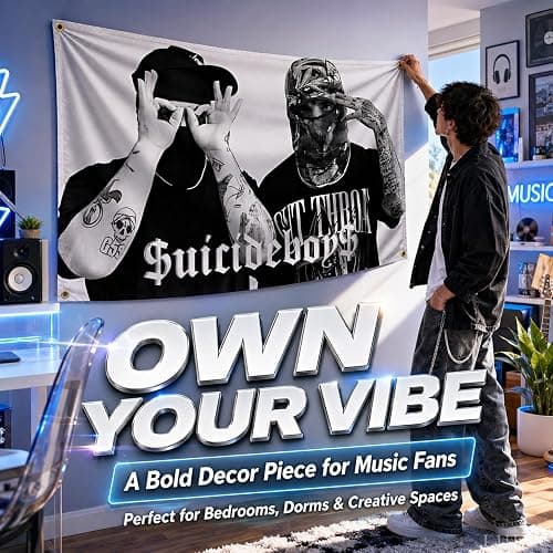 3x5 Feet Polyester Suicide Music Boys Single Sided Flag with 4 Brass Grommets - America Pop Singer Banner - Wall Tapestry Poster Signs Decor for Bedroom or College - American Music 2024 Flags thumbnail 5