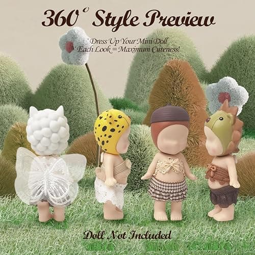 4 Sets Mini Doll Clothes for Sonny Angel, fit for 3 Inch Collectible Dolls for Adult Collectors, Includes Tops and Skirts for Display and Decoration (Creamy Latte Charm) thumbnail 4