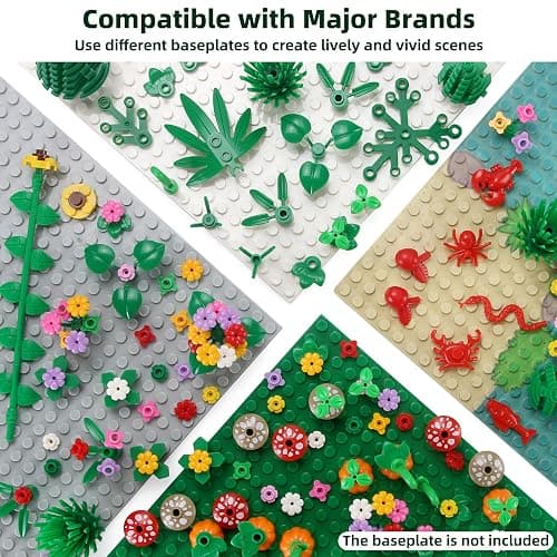 Garden Plants Building Bricks Accessories Flowers Bushes Palm Trees Leaves Shrubs Vines Green Grass Bulk Botanical Pieces and Parts Block Toys for Jungle Forest Park Decor Compatible with Major Brands thumbnail 7