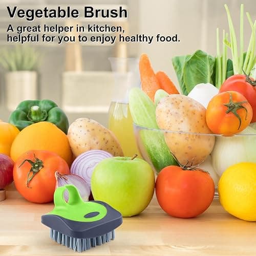 Aodaer Vegetable Brush Potato Scrubber Brush Silicone Hard and Soft Side Fruit Cleaning Tools for Delicate or Tough-Skinned Vegetables thumbnail 6