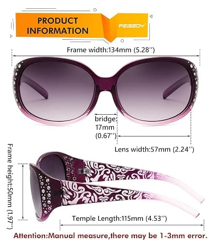 FEISEDY Women's Polarized Sunglasses Wrap Around Rhinestone Design | Y2K Oval Sunglasses, Vintage Fashion Sunnies UV400 Protection B1091 thumbnail 7