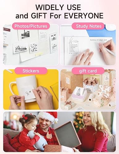 iDPRT Sticker Printer, Portable Sticker Maker Machine, Mini Inkless Bluetooth Thermal Printer for iPhone & Android, Pocket Printer for Labels, Barcodes, DIY Journaling, Kids Gift, Pink thumbnail 4