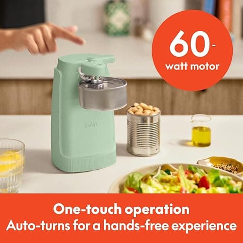 bella Electric Can Opener and Knife Sharpener, Removable Cutting Lever, Cord Storage, Stainless Steel Blade, Seaglass thumbnail 4
