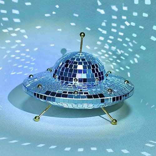 RGZOCT UFO Disco Ball Silver Disco Ball Decor Disco Spaceship Retro Reflective Décor Mirror Decorations for Home,Party,Garden,Handmade Gift (8 * 6inch) thumbnail 6